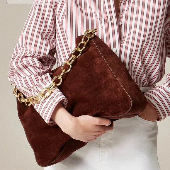 J crew Berkeley chainlink shoulder bag in suede NWT - Picture 5 of 6